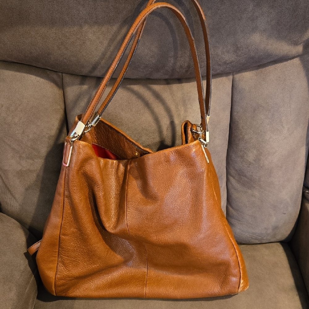 Coach Brown Leather Shoulder Bag with Slouchy Design
